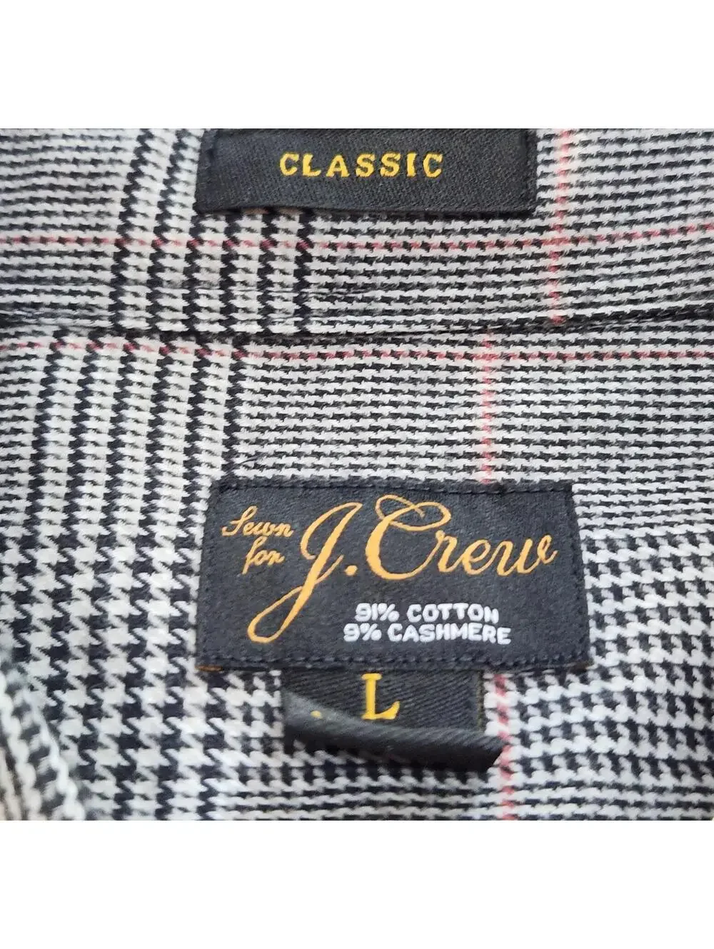 J.Crew Sevn for J.Crew Men's Plaid Button Front Shirt Size L Cotton Cashmere